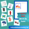 RoShamBo Homeshooling promo for Safety Skills Match Up Game. Shows a worksheet that says 'What things keep me safe in a fire?' and playing cards with various items that match and don't match
