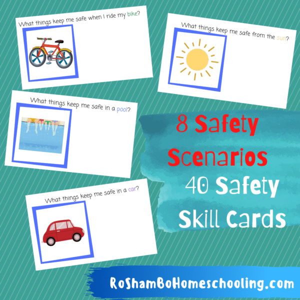 RoShamBo Homeschooling Safety Skills Match Up Game promo showing 4 different safety scenarios