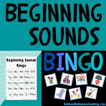 RoShamBo Homeschooling printable preschool and kindergarten game set beginning sounds bingo