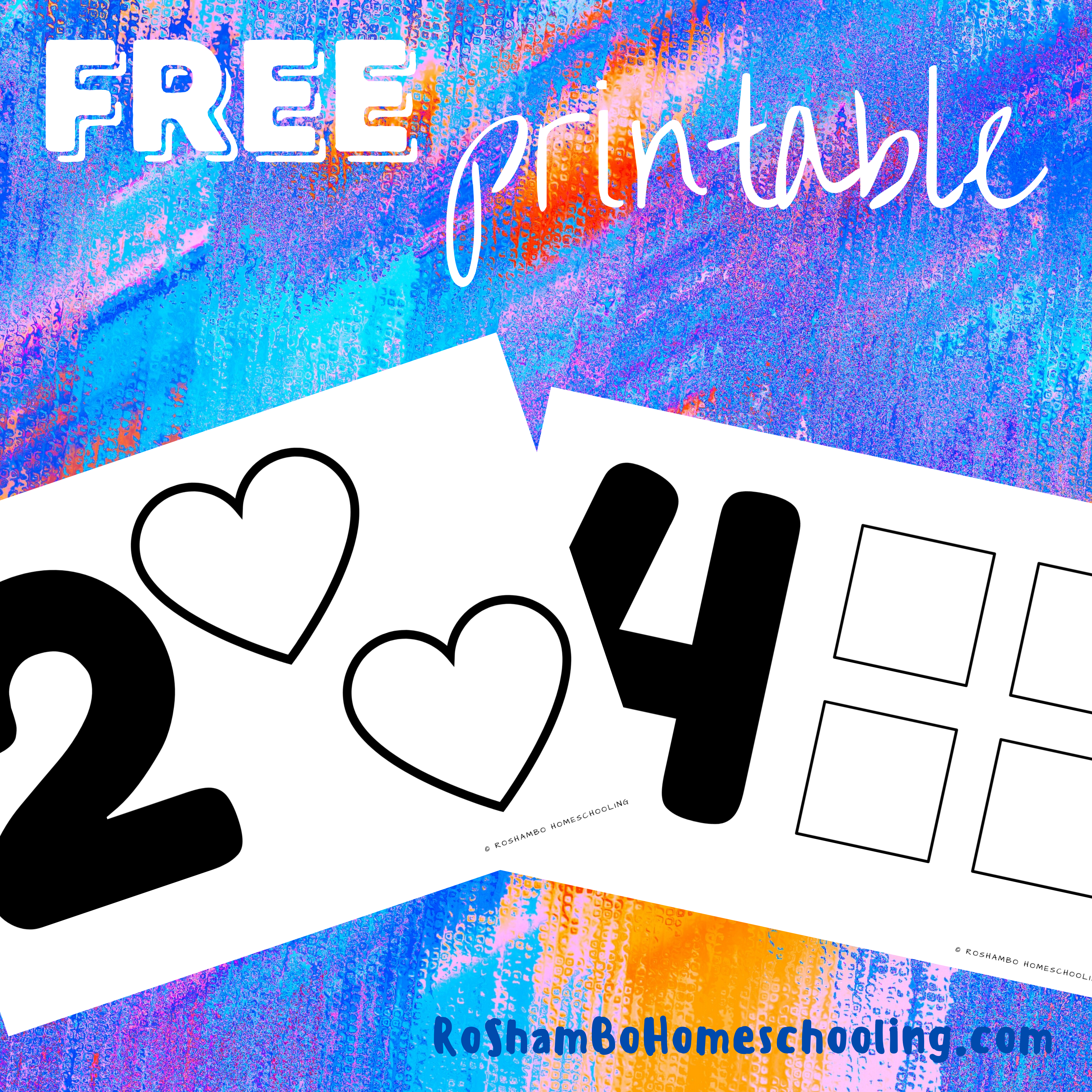 RoShamBo Homeschooling free printable worksheets with numbers and shapes to practice tracing