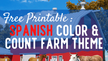 RoShamBo Homeschooling free printable coloring sheets with numbers 1-10, Spanish numbers, and cute farm animals