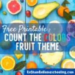 RoShamBo Homeschooling free printable worksheet with fruit of different colors that children can count