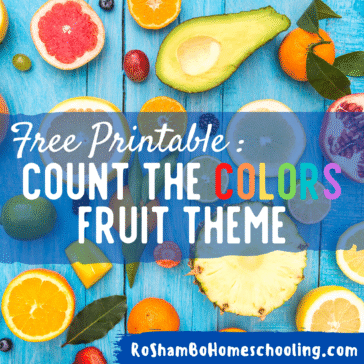 RoShamBo Homeschooling free printable worksheet with fruit of different colors that children can count