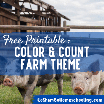 RoShamBo Homeschooling free printable with coloring sheets of numbers 1-10 and cute farm animals