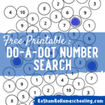 RoShamBo Homeschooling free printable with bubbles containing different numbers where kids can use do-a-dot markers to search and "pop" the correct number on each page