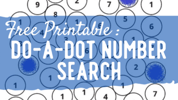 RoShamBo Homeschooling free printable with bubbles containing different numbers where kids can use do-a-dot markers to search and "pop" the correct number on each page