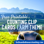 RoShamBo Homeschooling free printable with counting flip cards and a farm animal theme