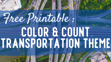 RoShamBo Homeschooling free printable with coloring sheets that include include numbers 1-10 to practice counting and a transportation theme