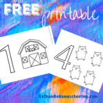 RoShamBo Homeschooling free printable with coloring sheets of numbers 1-10 and cute farm animals