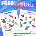 RoShamBo Homeschooling free printable worksheets with animals of various colors that kids can practice counting