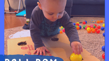 RoShamBo Homeschooling ball box push and pop activity for toddlers and preschool