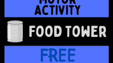 RoShamBo Homeschooling motor activity where a toddler is carefully stacking cans of food into a tower