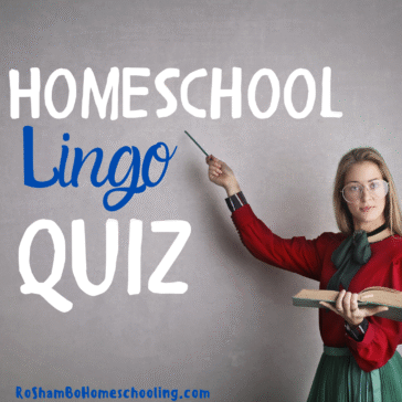 RoShamBo Homeschooling homeschool lingo quiz promo showing a teacher at a blackboard