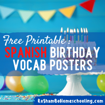 RoShamBo Homeschooling free printable Spanish birthday vocabulary posters