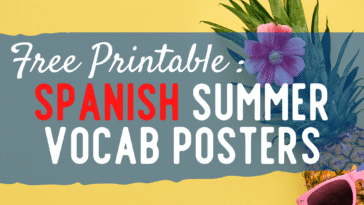 RoShamBo Homeschooling free printables posters with summer theme vocabulary in Spanish