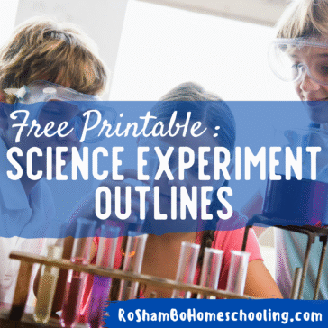 RoShamBo Homeschooling free printable with science experiment outlines for children to journal about their predictions, data, and results