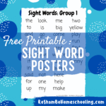RoShamBo Homeschooling free printable set of posters displaying the Dolch sight words for learning how to read