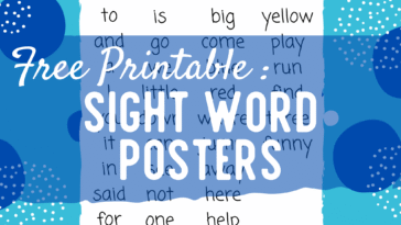 RoShamBo Homeschooling free printable set of posters displaying the Dolch sight words for learning how to read