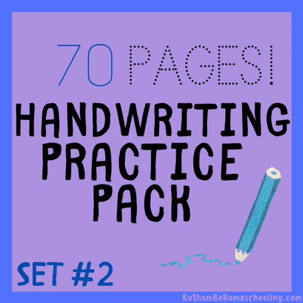 RoShamBo Homeschooling printable handwriting practice pack set 2 lowercase letters 70 lessons