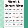 RoShamBo Homeschooling printable game blends and digraphs bingo game board