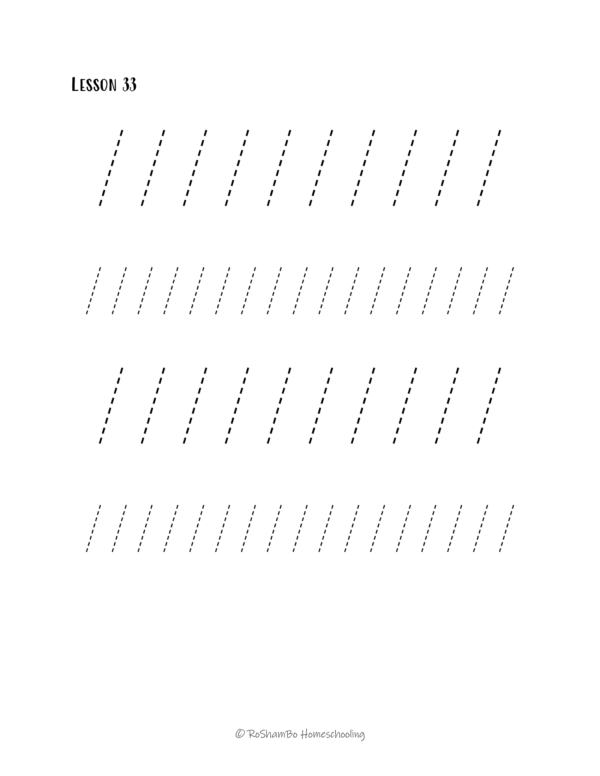 RoShamBo Homeschooling handwriting practice sample page