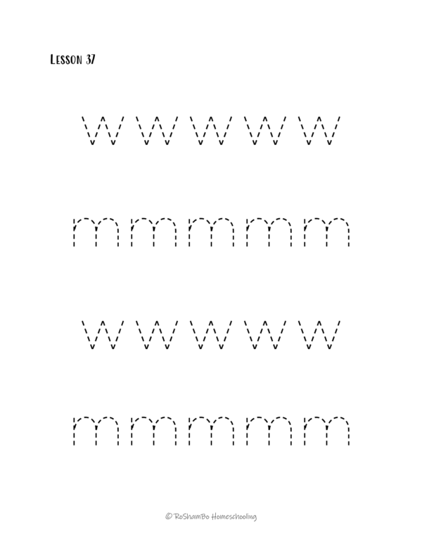RoShamBo Homeschooling handwriting practice sample page