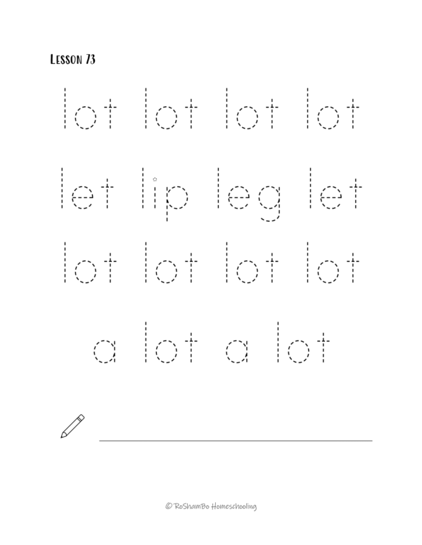 RoShamBo Homeschooling handwriting practice pack 2 sample