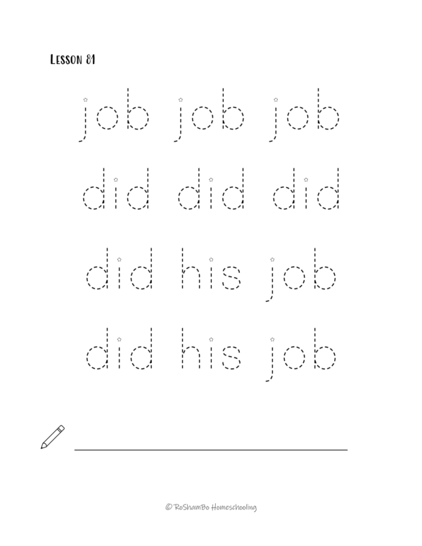 RoShamBo Homeschooling handwriting practice pack 2 sample