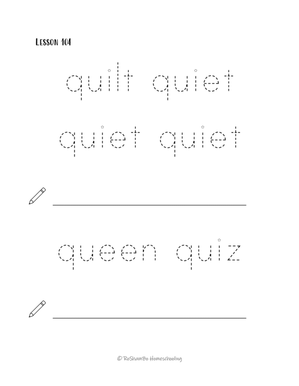 RoShamBo Homeschooling handwriting practice pack 2 sample