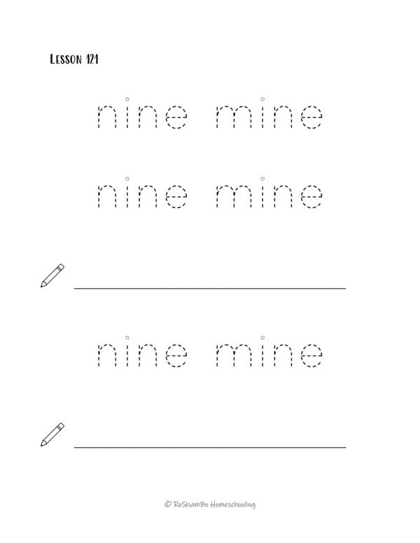 RoShamBo Homeschooling handwriting practice pack 2 sample