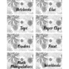 RoShamBo Homeschooling printable homeschool room labels black and white floral