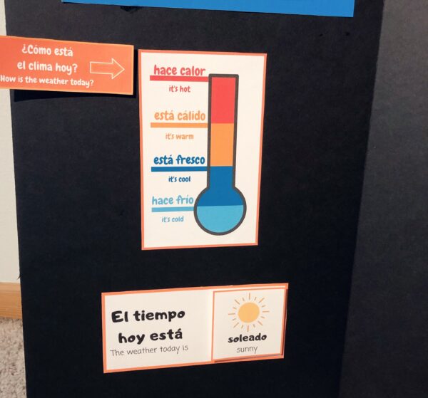 RoShamBo Homeschooling promo for a Circle Time Board in Spanish and English temperature and weather
