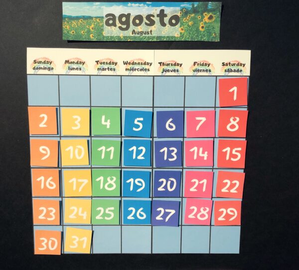 RoShamBo Homeschooling promo for a Circle Time Board in Spanish and English calendar