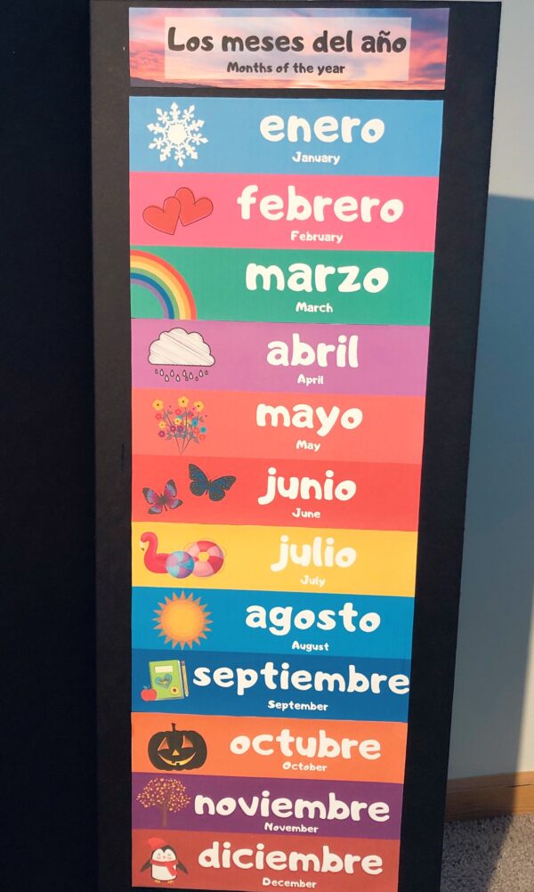 RoShamBo Homeschooling promo for a Circle Time Board in Spanish and English months of the year