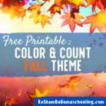 RoShamBo Homeschooling free preschool printable of coloring sheets with numbers and a fall, Halloween, Thanksgiving theme