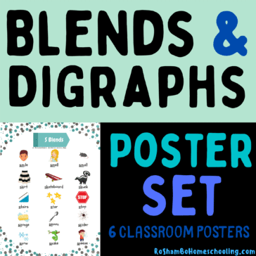 RoShamBo Homeschooling blends and digraphs poster set promo