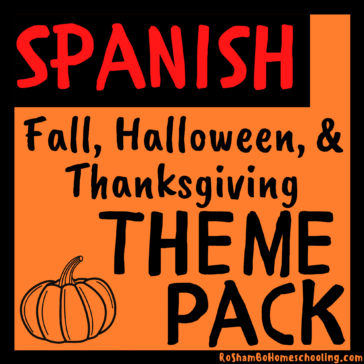 RoShamBo Homeschooling fall, halloween, and thanksgiving theme pack in Spanish