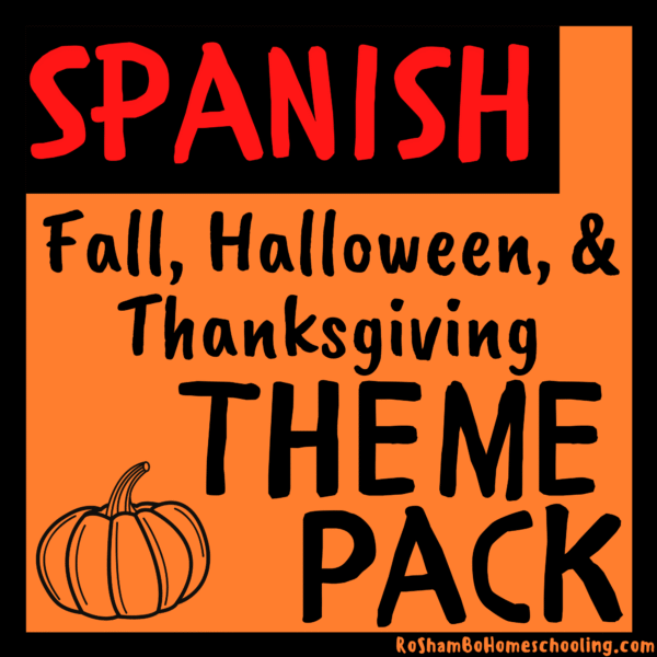 RoShamBo Homeschooling fall, halloween, and thanksgiving theme pack in Spanish