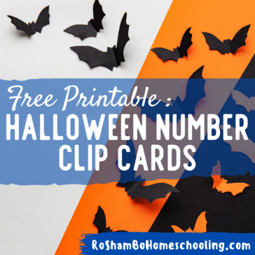 RoShamBo Homeschooling promo for free printable halloween number clip cards