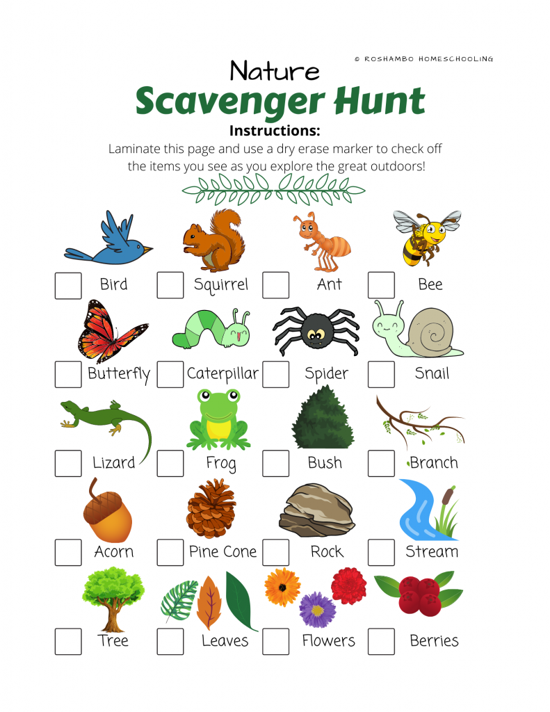Free Printable: Nature Scavenger Hunt RoShamBo Homeschooling