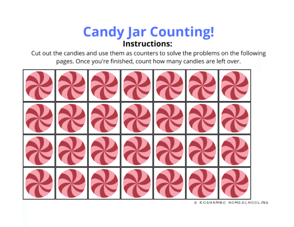 RoShamBo Homeschooling fall theme printable counting and addition practice