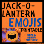 RoShamBo Homeschooling printable jack-o-lantern emojis for naming and identifying emotions on a pumpkin
