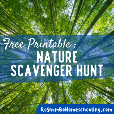 RoShamBo Homeschooling free printable nature scavenger hunt promo