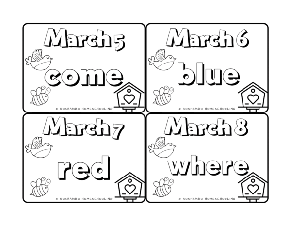 Sight Word of the Day Color Calendar — Preschool - Image 4