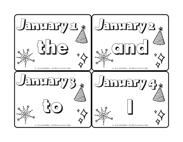 RoShamBo Homeschooling sight word of the day color calendar preschool sample