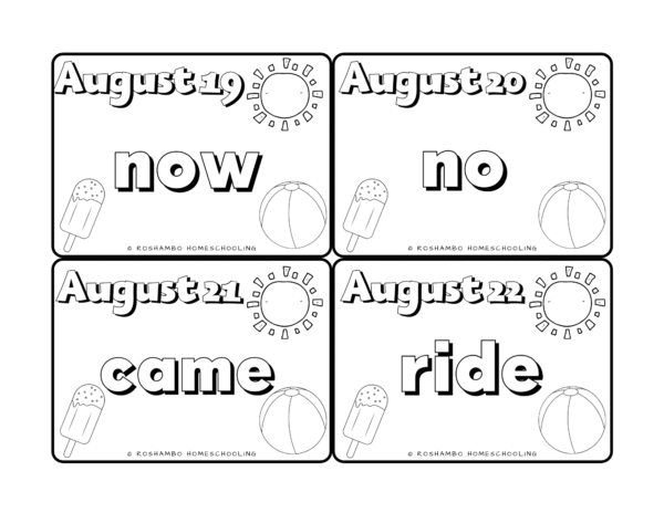 Sight Word of the Day Color Calendar — Kindergarten - Image 3