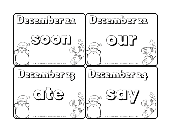 RoShamBo Homeschooling sight word of the day color calendar kindergarten set
