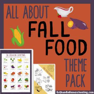 RoShamBo Homeschooling all about fall food theme pack for elementary school