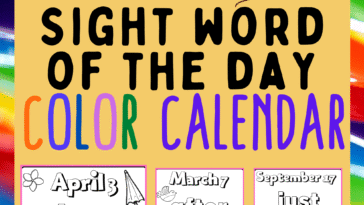 RoShamBo Homeschooling sight word of the day color calendar for 1st grade