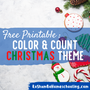 RoShamBo Homeschooling free printable color and count coloring sheets Christmas theme